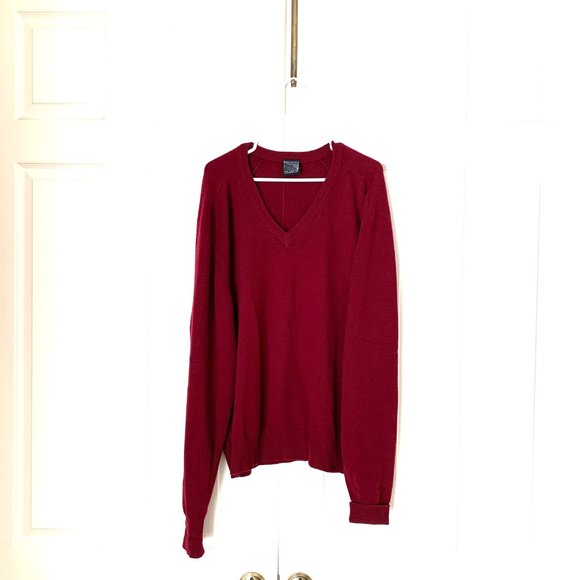 100% CASHMERE Clan Douglas Burgundy V Neck Vintage Nordstrom Sz XL - Picture 10 of 13